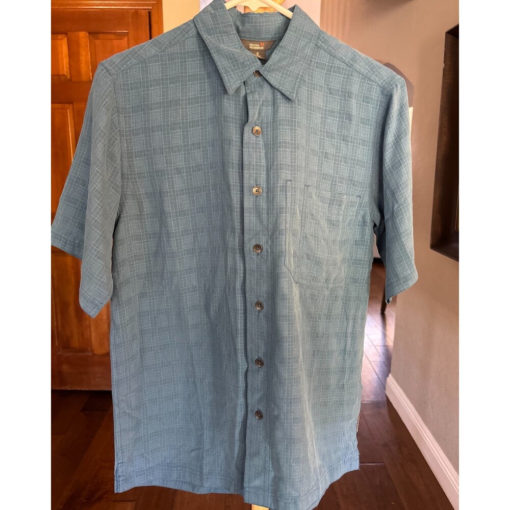 Royal Robbins Short Sleeve Button Up Shirt Mens Small Blue Modal Relaxed Fit - Picture 3 of 12